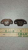 Antique Cast Iron Eastlake Cabinet Cupboard Latch Keeper Catch Fleur De Lis Pair