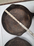 Lot of 2 Vintage Griswold Cast Iron Skillets No 8 704 Large Logo Frying Pan