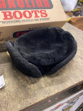 Vtg  black winter ushanka Russian trapper trooper hat Foldable ear flaps Small
