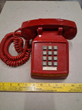 Vintage ITT 2500 Red Push Button Desk Phone Retro Modular Landline Telephone