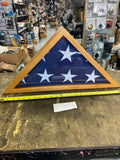 Triangular Wood Display Case Folded American Flag Militaria Decor Funeral Burial