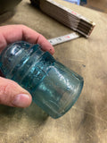 Vintage Aqua Glass Telegraph Insulator Dome Top 3" Aqua Bubbles 1800's Railroad