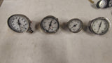 Lot of 4 Vintage U.S. Gauge USG Pressure Gauges 60 600 3000 4000 PSI Steampunk