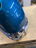 2026 Front Fender Harley Heritage Teal Thunder/Vivid black Tip Trim Emblems OEM!