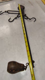 Antique Cast Iron Steelyard Hanging Balance Beam Farm Scale 3-Hook Counterweight