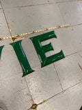 30's Vintage Green Porcelain Enamel Sign 8" "Movie" Theater Advertising Opera ho