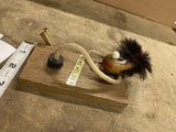 Vtg Wooden Memo Holder Desk Organizer whimsical "Gonk" troll figure Mid modern