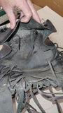 Vtg Black Leather Motorcycle Tool Bag Studded Fringe Biker Fork Handlebar Pouch