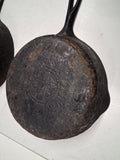 Lot of 2 Vintage Griswold Cast Iron Skillets No 8 704 Large Logo Frying Pan