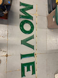 30's Vintage Green Porcelain Enamel Sign 8" "Movie" Theater Advertising Opera ho