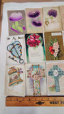 Lot of 18 Antique Postcards 1907 1908 1910 Embossed Holiday Floral Greetings