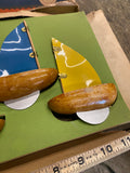 Early Bobby Bath Boat Fleet - Wooden Toy Sailboats Set 40's V RARE ORIGINAL BOX