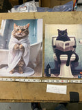 Cute Tabby Kitten Canvas Wall Art Print Bathroom Decor 12x18 Inch Unframed Lot