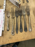 Lot of 6 Vintage Silverplate Forks Mixed Patterns - Rogers Plymouth Flatware