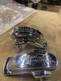 Harley OEM Logo Chrome Rear Axle Covers Pair 44346-06 Dyna FXD Street Bob Glide