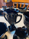 Vtg L.E. Smith Black Amethyst Dancing Nymph vases Glassware Antique Candle hold