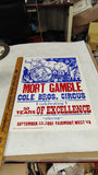 2001 Mort Gamble Cole Bros. Circus Poster Hatch Show Print Fairmont WV Vintage