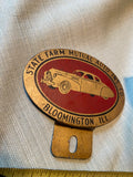 Vintage State Farm License Plate Topper, Bloomington IL Auto Collectible Hot Rod