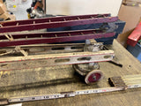 1900's Kingsbury Pressed Steel Tin Fire Ladder Truck Toy Spring loaded Works!
