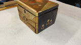 Vintage Hand Painted Floral Wooden Jewelry Box 2 Drawers Mirror Folk Art
