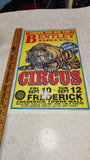 2000 Bentley Bros Circus Tiger Poster Frederick Towne Mall 17x11