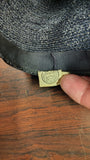 Vintage 1940s Black Straw Pillbox Fascinator Hat W/ Polka Dot Veil Union Label