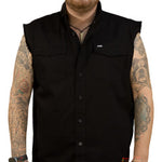 CO60190M LETHAL THREAT  No Regrets Printed Sleeveless Button Down Shirt - Black -