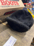 Vtg  black winter ushanka Russian trapper trooper hat Foldable ear flaps Small