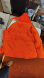 Vintage Woolrich Blaze Orange Down Hunting Jacket Parka Hood Med & Fleese Hood