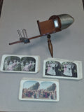 1903 HC White Stereoscope Viewer Lot & 71 Vintage Lithograph Stereoview Cards