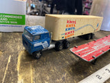 Vintage Toys Ertl Diecast Semi Truck Box Tractor Trailer Red Flatbed 3-Piece Lot