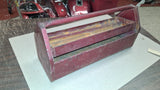 Vtg Red Metal Tote Tool Box Unbranded 18" x 6" With Swing Tray Rustic Decor Tote