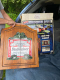 Vintage Budweiser Frog Wood Dartboard Cabinet Case 22x 19 Advertising Breweriana