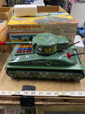 Vintage Taiyo M-4 Sherman Combat Tank battery-operated litho tin toy Japan Box 2