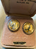 Mens Vintage Statue of Liberty Cufflinks Gold Tone Jewelry Formal Wear Antique!