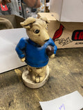 50's Vtg Navy Ram Goat Coin Bank Figurine Blue Sweater College Football Decor