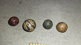 Antique Clay Marbles Lot 4 Lined Crockery Swirl 11/16 Shooter Glazed Bennington
