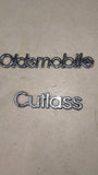 Vintage Oldsmobile Cutlass Chrome Emblem Badge Script Nameplate Pair Set OEM