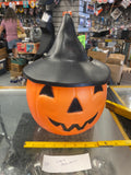 Vtg Empire Jack o Lantern Blow Mold Pumpkin Bucket Witches Hat Halloween Decor!