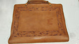 Vintage Hand Tooled Western Leather Portfolio Briefcase Oak Leaf Document Case