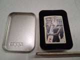 2020 Zippo Lighter with Queen of Hearts & Skeleton King Graphic Matte Cream Fin
