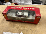 Vintage ASC Japan Tin Toy Friction Siren Police Car 9.75" Original Box 60's
