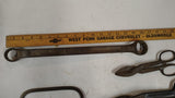 Vintage Hand Tool Lot Coping Saw Offset Box Wrench Tin Snips Shears 4 Pc