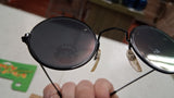 Vtg 1998 Looney Lenses Hologram Skull Sunglasses Round Wire Frame NOS New Card