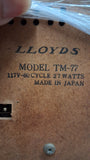 Lloyds TM-77 Vintage AM/FM Tube Tabletop Radio, Woodgrain Japan, Pre-Owned