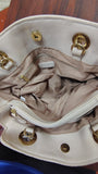 Nicole Miller Quilted White Shoulder Bag Gold Chain Link Satchel Handbag Purse
