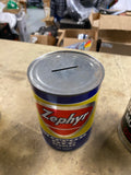 Vintage Zepher Naph-Sol Motor Oil 1 qt Paper Can coin bank Petroliana collector