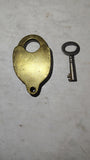 Vintage Brass Wheel Padlock Heart Shape Antique Lock With Key Working