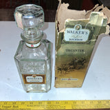 Vintage 1980 Walkers DeLuxe Bourbon Glass Decanter Bottle 750ml 8 Year With Box