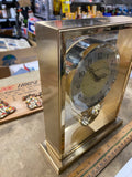 Vintage Howard Miller Brass Desk Clock Floating Dial Gold tone Quartz Japan